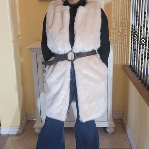 Faux fur long vest